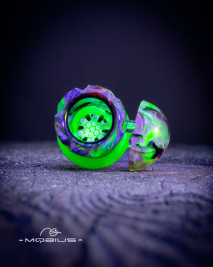 Fully Worked 19mm Multi Hole Bowl - Nonametech, Mobius Borocolor Handmixed Dopamine